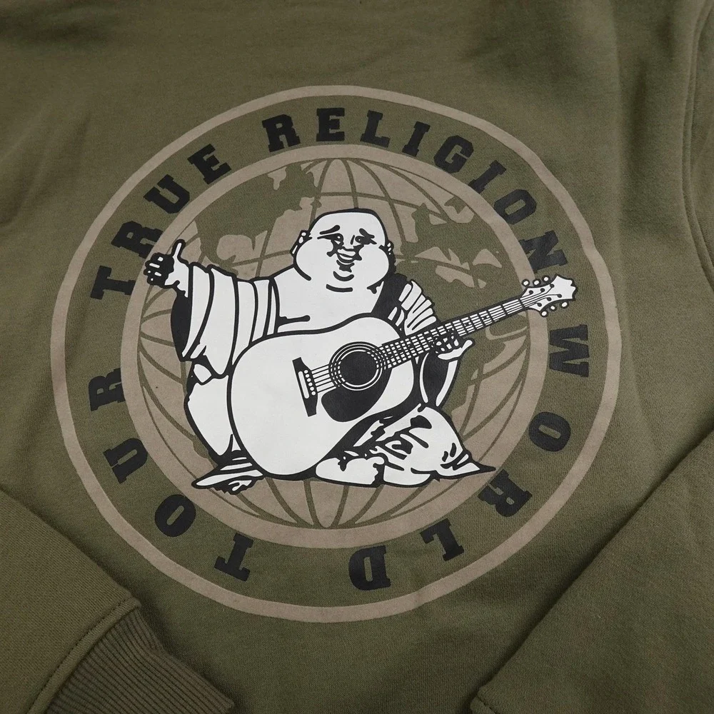 NEW True Religion Hoodie Mens‎ M Green Buddha Full Zip Sweatshirt Jacket Sweater
